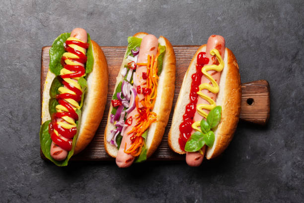 istock Various hot dog with vegetables, lettuce and condiments 1226346599