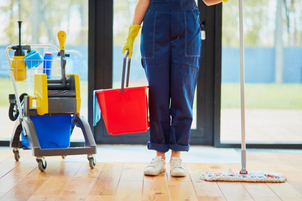 istock Unrecognizable worker of cleaning service using equipment for washing 1226346644