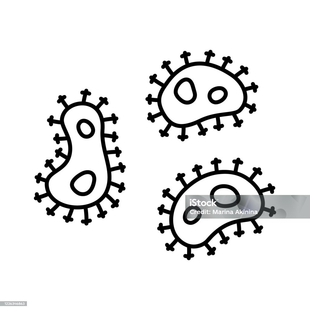 Ilustración de Conjunto De Microorganismos Bacterias O Virus Icono Lineal  De Dibujos Animados y más Vectores Libres de Derechos de Animal - iStock