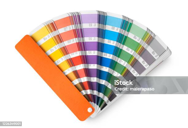 Color Fan Open Pantone Sample Colors Catalogue Stock Photo - Download Image Now - Color Swatch, Fabric Swatch, Colors