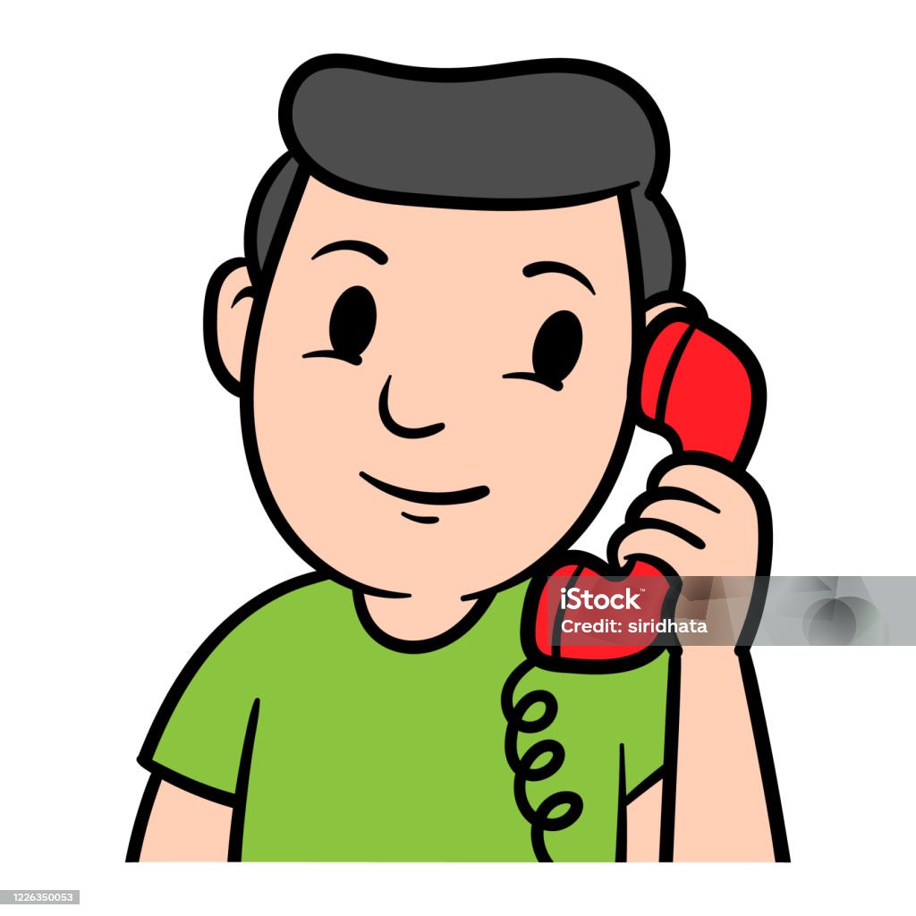 Cartoon Man Talking On Phone Illustration Stock Illustration - Download  Image Now - Boys, Discussion, Mobile Phone - iStock