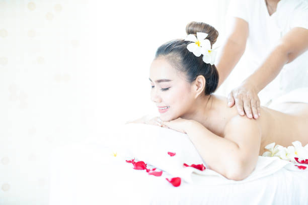 istock Asian woman lying in bed, spa, Thai massage, spa 1226355466