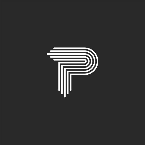 Letter P logo monogram, smooth thin lines, curved linear shape typography design element Letter P logo monogram, smooth thin lines, curved linear shape typography design element letter p stock illustrations