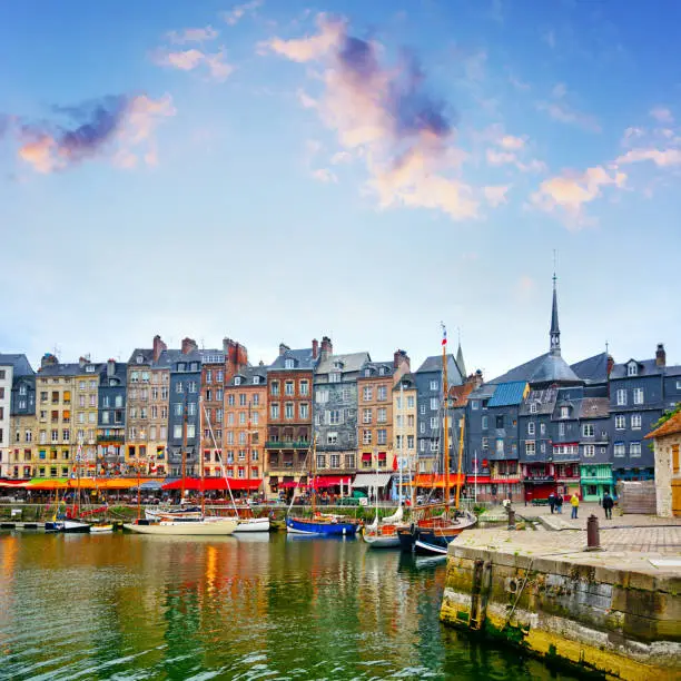 Honfleur harbor, Normandy, France. Composite photo