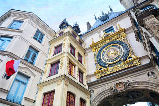 Rouen, historical city in France, the Gros-Horloge in the medieval center