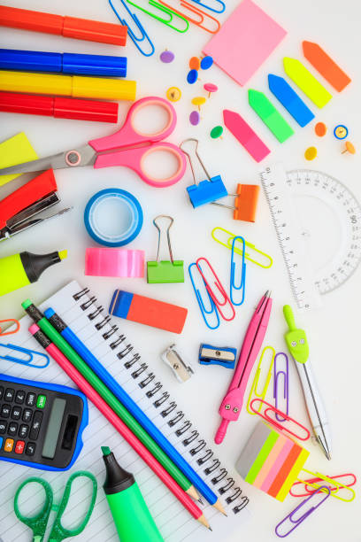 istock School supplies on white desk. Kids creativity flat lay 1226362922