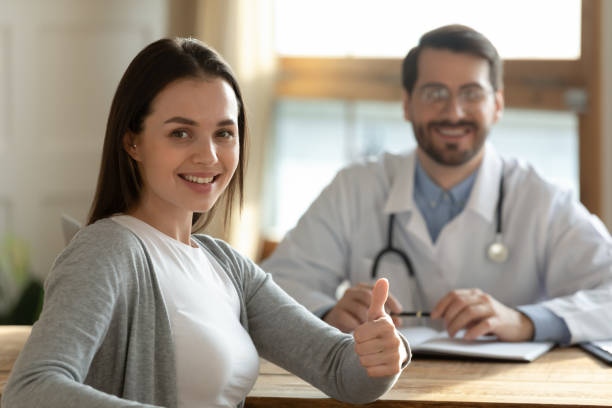 istock Smiling female client recommend good quality medical service 1226364381
