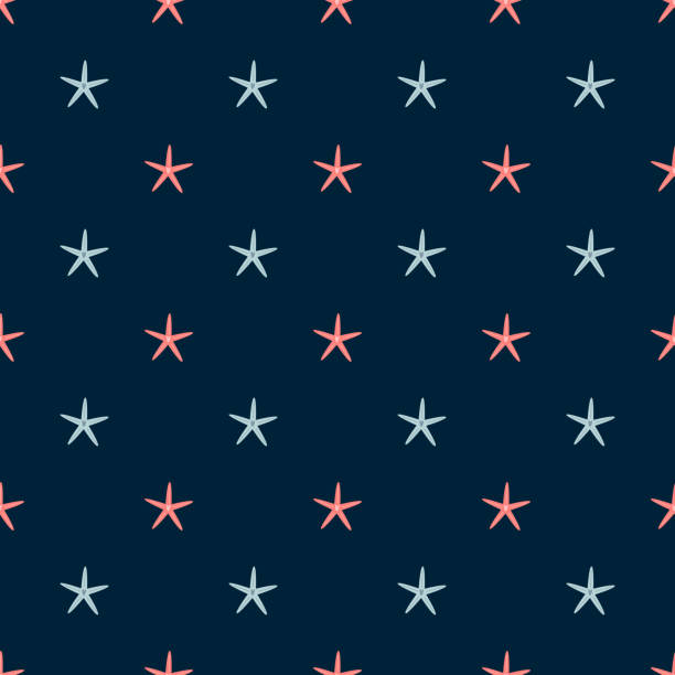 illustrazioni stock, clip art, cartoni animati e icone di tendenza di stella grigia rosa maschio senza cuciture modello blu scuro estate starfish mare vacanza sfondo uomo design tessile. vettore - 2971