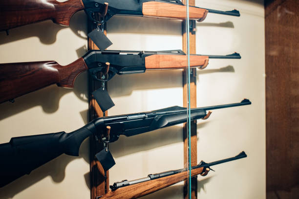 istock close-up photo of different rifles on showcase 1226369039