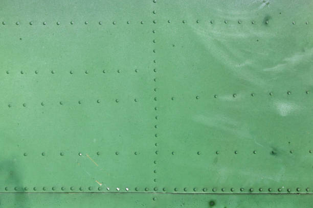 Old green corrugated sheet iron in Detail