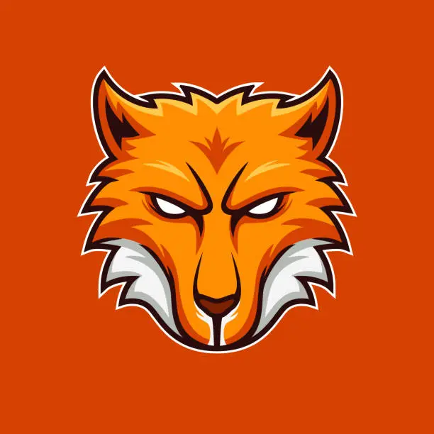 Vector illustration of Kitsune asian japanese orange fox head mascot vector. Modern Illustration esport gaming team template design