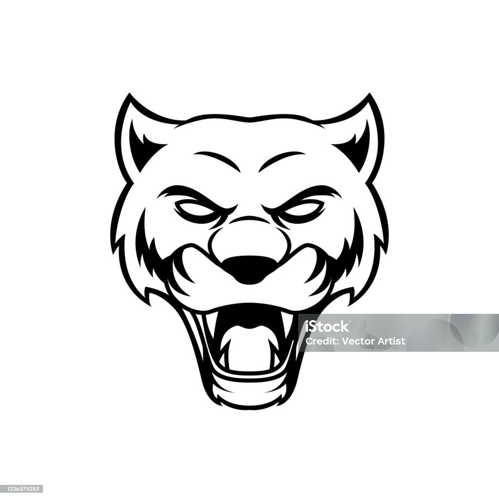 Black Panther Cat Head Outline Tattoo Handrawn Vector Design Stock  Illustration - Download Image Now - iStock