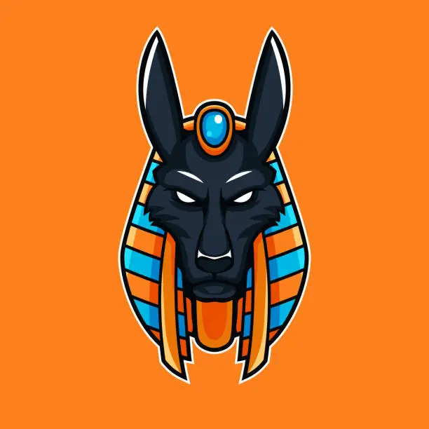 Vector illustration of Anubis head egyptian god mythology mascot vector. Modern Illustration esport gaming team template design