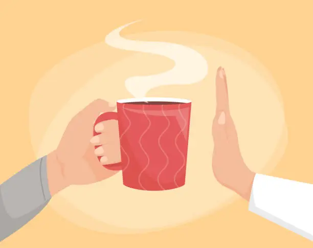 Vector illustration of Hand refuses coffee vector illustration