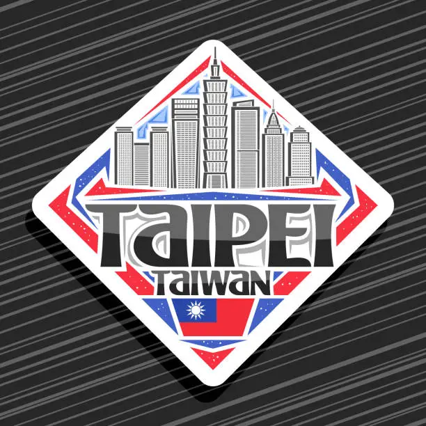 Vector illustration of Vector label for Taipei