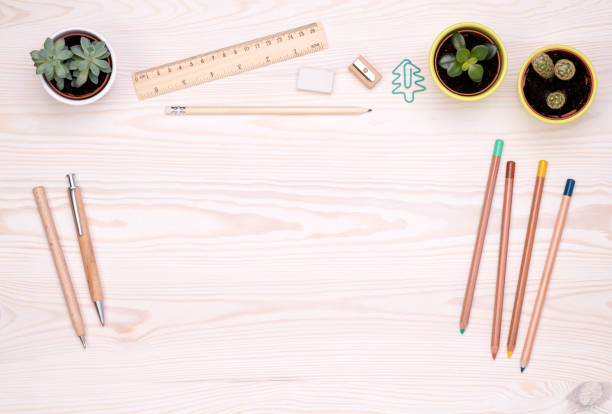 istock Desk top with eco friendly office supplies 1226378986