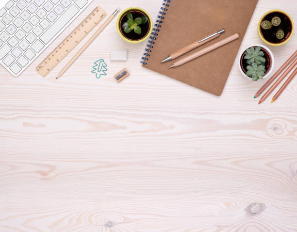 istock Desk top with eco friendly office supplies 1226378987