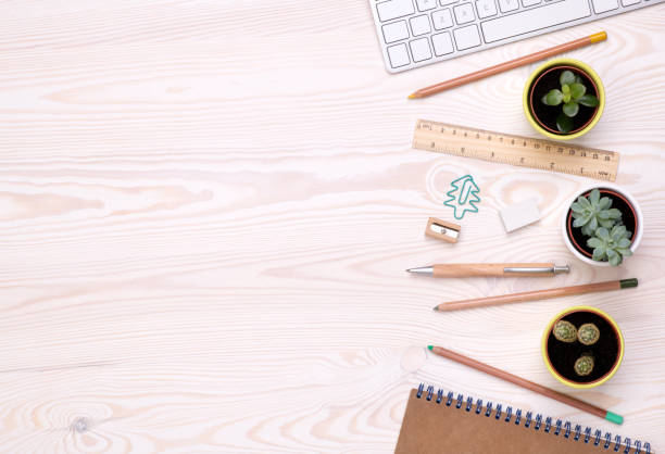 istock Desk top with eco friendly office supplies 1226379002
