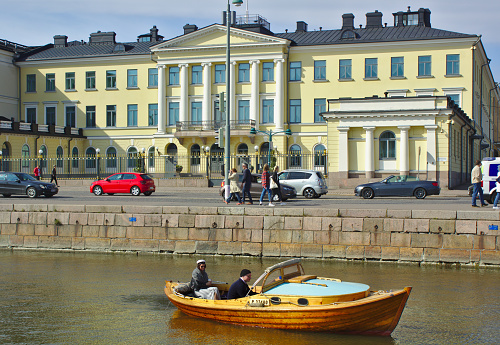 Helsinki, Finland – May 1, 2019: The presidential palace is one of the official residences of the Finnish president.
