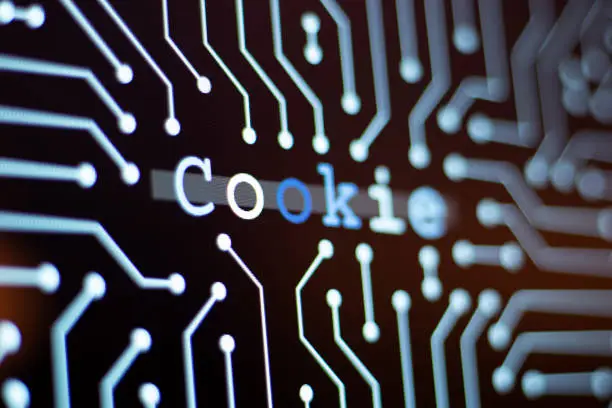 Photo of Technology Background and Circuit Board With Cookie Message.