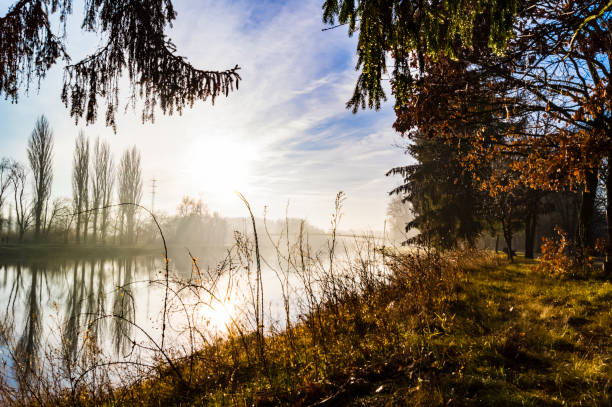Labe Elbe river in Karany town, Czechia close Jizera