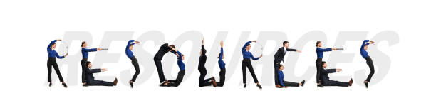 istock Group of people forming resources word at studio 1226385825
