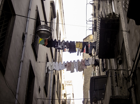 narrow alleys in the historical center town of the Naples city
