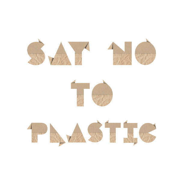 istock Say no to plastic with brown origami paper 1226389247