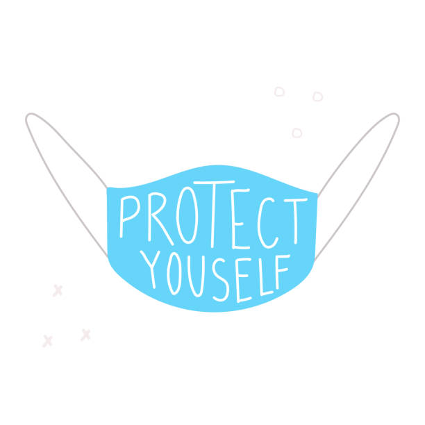 istock Protect yourself lettering and medical mask. 1226390350