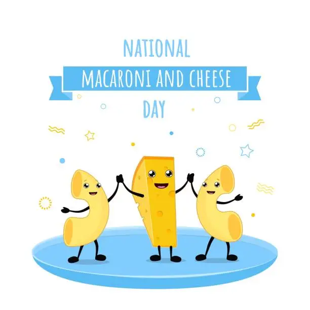 Vector illustration of National Macaroni and Cheese Day Vector Illustration.