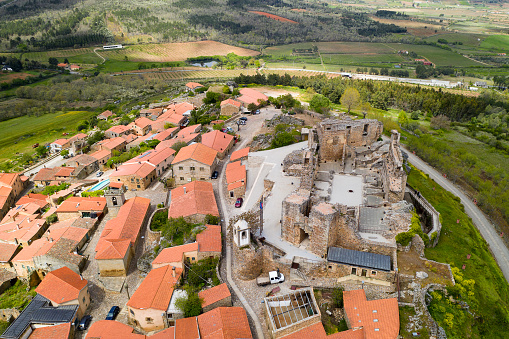 Castelo Rodrigo drone vista aérea paisaje pueblo, en Portugal photo