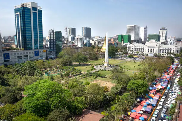 Yangon/Myanmar-28.02.2017:The main square of Yangon