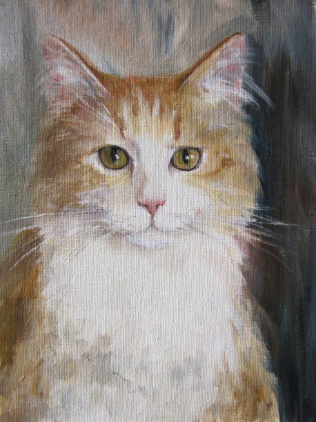 istock Portrait of a cat oil painting 1226395076