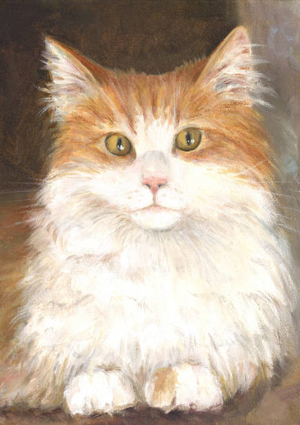 istock Red pussy cat, oil painting 1226395077