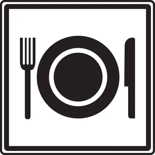 Vector illustration of Crockery cutlery sign, symbol, Vector illustration