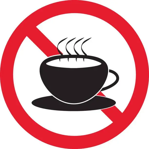 Vector illustration of Coffee or tea ban sign, symbol, Vector illustration