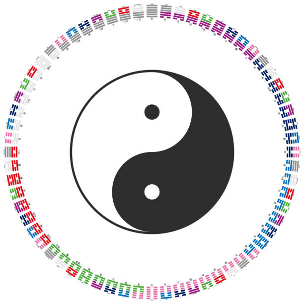 istock Yin and Yang symbol with Diagram of I Ching hexagrams 1226406249