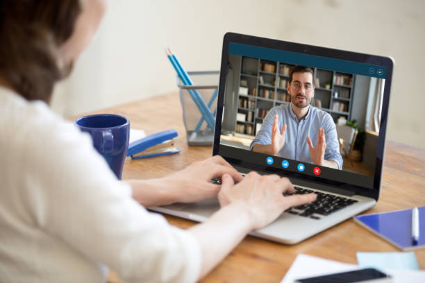 istock Female employer interview applicant on video call 1226406899