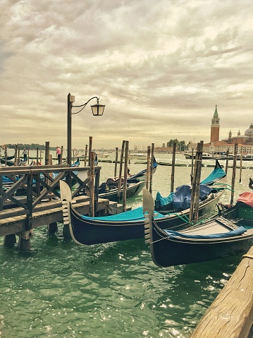 Parked gondolas in Venice