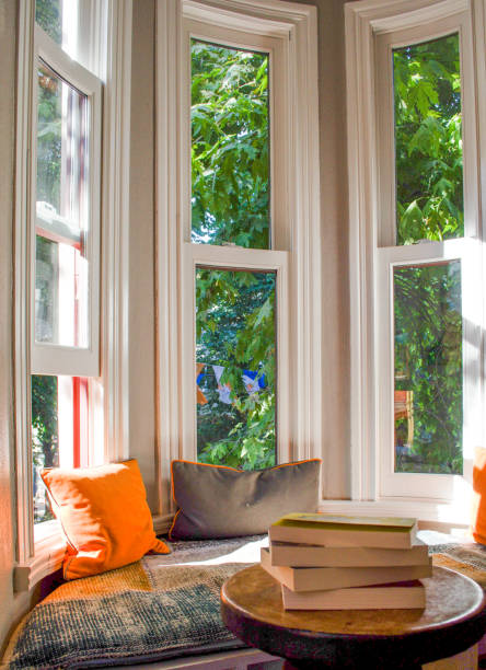 Cozy reading area/corner with long windows
