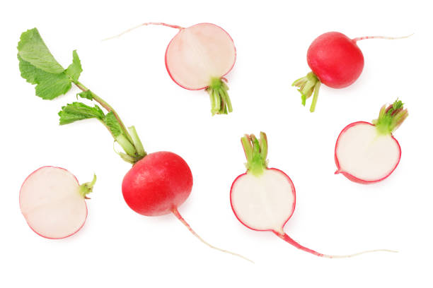 istock fresh radish with slices isolated on white background. top view 1226410747