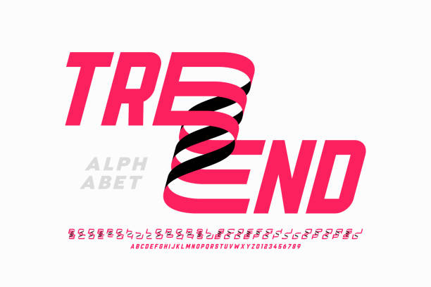 modernes schriftdesign mit einigen alternativen buchstaben - ribbon typescript letter vector stock-grafiken, -clipart, -cartoons und -symbole