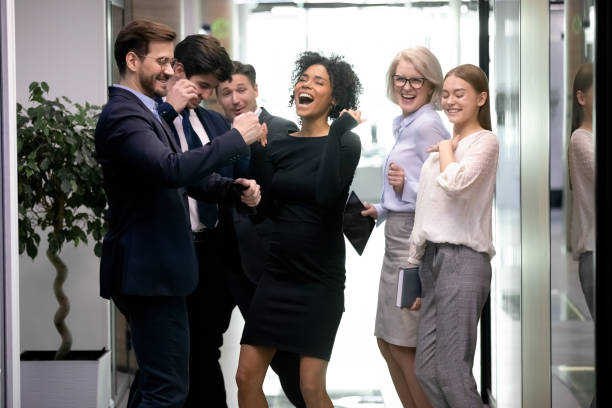 istock Diverse colleagues celebrating successful contract signing got unbelievable business opportunity 1226412478