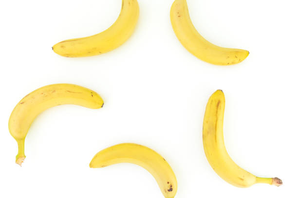 istock Banana on white background. Flat lay. Top view. Summer concept with bananas 1226414387