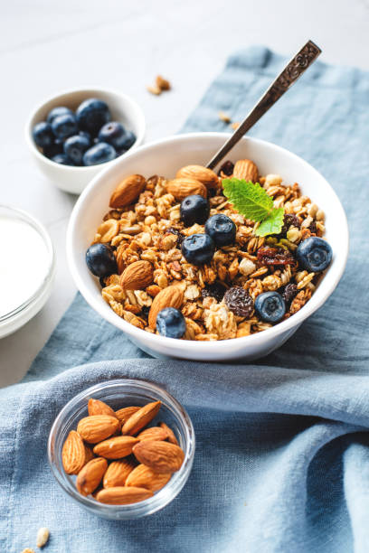 istock Baked granola with yogurt and blueberries. 1226415987