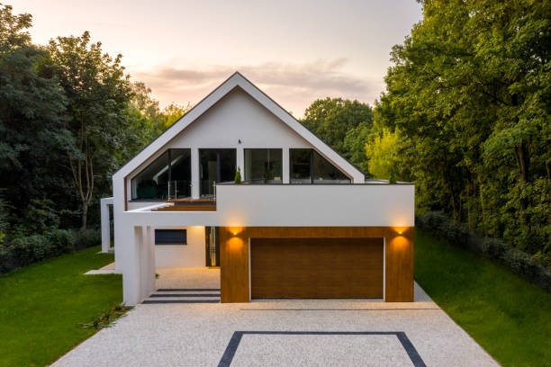 istock House with lights on, exterior 1226419915