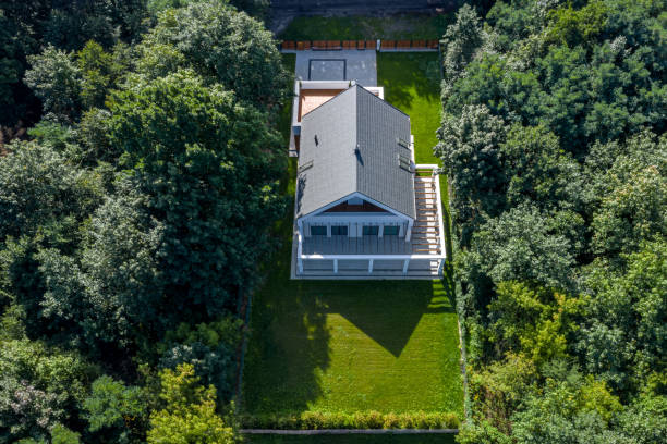 istock Aerial view of house in forest 1226419916