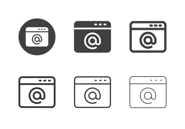 ilustrações de stock, clip art, desenhos animados e ícones de email address icons - multi series - at symbol connection technology community