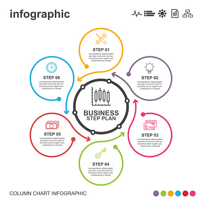 infographic, icon, business, loop, timeline