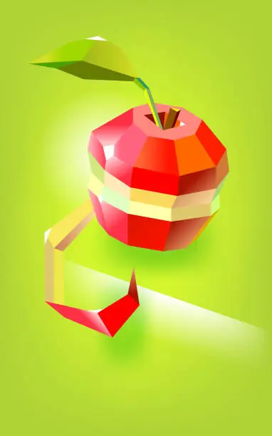 Vector illustration of Low poly apple